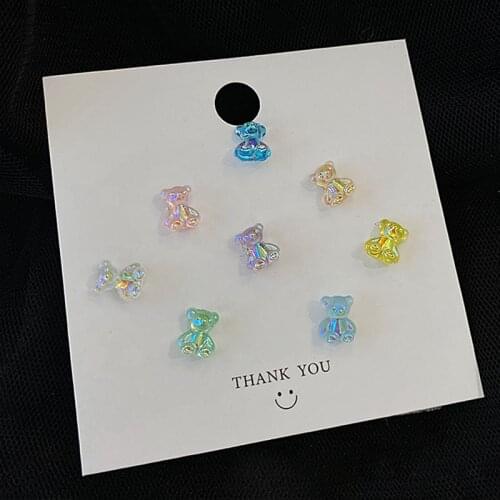 New Fashion Tiny Resin Bear Stud Earings For Women Girl DIY Cartoon Animal Bear Earrings Creative Jewelry Gifts