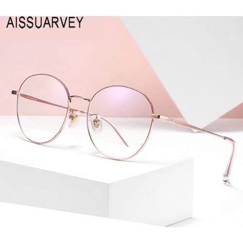 B Titanium Round Optical Blue Light Glasses Blue Filter Women Eyeglasses Blue Light Blocking Anti Blue Light Glasses Computer
