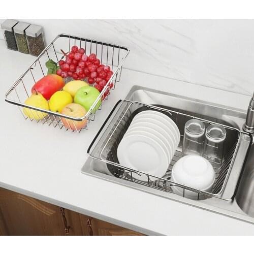 Single Layer Drain Dish Rack Stainless Steel Kitchen Dishware Storage Stand sink dish rack dish drainer accessories organizer