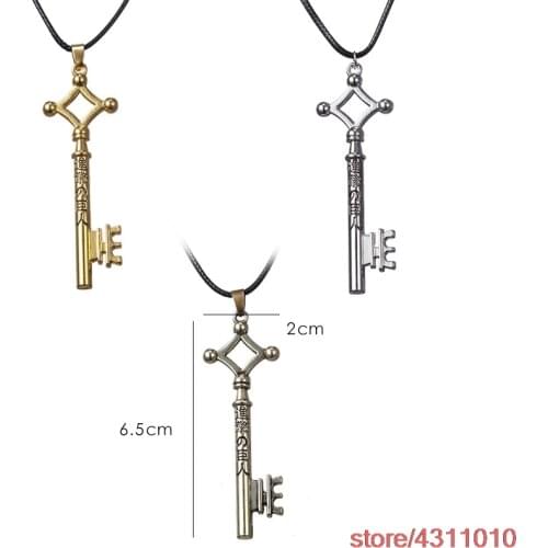Anime Attack On Titan Necklace Eren Key Shingeki No Kyojin Pendant necklace Fashion Vintage Retro cosplay Jewelry For Men