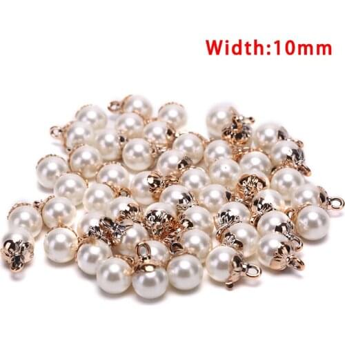50Pcs/set Simulated Pearl Charms Pendant For Earrings Bracelet DIY Jewelry Making 2 Sizes Wholesale