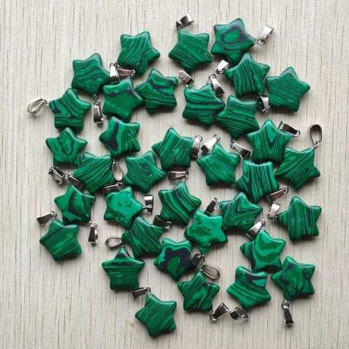 2017 Fashion malachite stone five-pointed star charms pendants for DIY necklace jewelry making 50pcs/lot wholesale free shipping