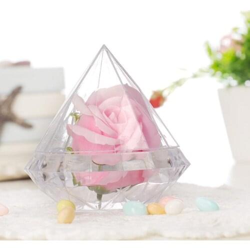 Clear Plastic Diamond Candy Boxes Wedding Favor Box Sweet Holders Banquet Giveaways For Guest LX6295
