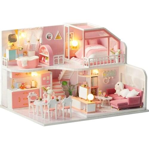 Handmade Diy Dollhouse Assemble Wooden Miniatures Doll House Furniture Miniature Dollhouse Puzzle Educational Toys For Children