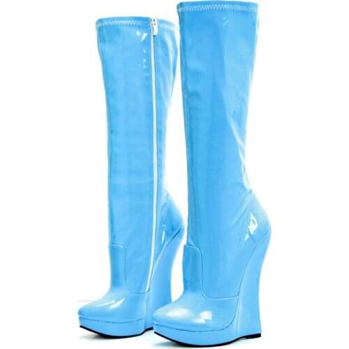 7.08in High Height Womens Sex Boots Party Boots Wedges Heel Knee-High Boots US Size 6-14 No.MT1808