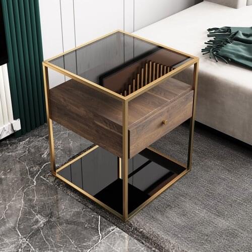 Glass Coffee Table for Living Room Nordic Modern Morocco with Drawer Sofa Side Table Coffee End Table Bedroom Bedside Table