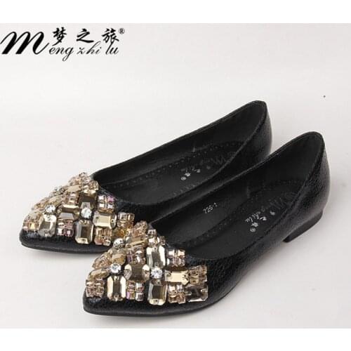 Flats For Women Shoes Bling Spring Summer Boat Shoes Pointed Toe Casual Slip-on Shoes Elegant Ladies Footwear Zapatillas Mujer