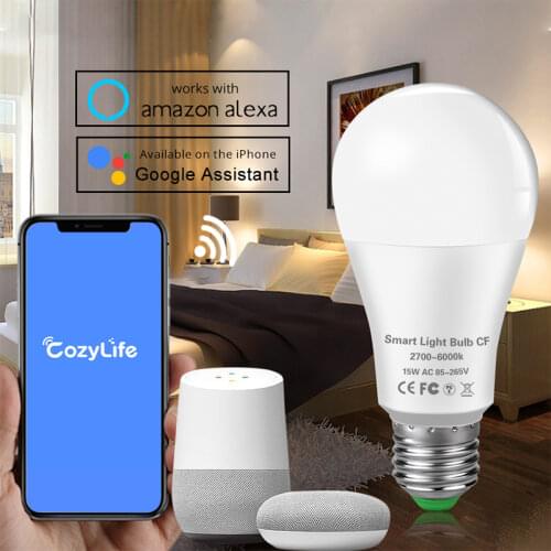 15W WiFi Smart LED Light Bulb E27 B22 Ampoule LED Intelligent Dimmable Night Lamp Apply to alexa google Home Assistant Echo