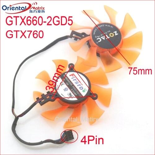 Free Shipping FD8015U12S 75mm DC12V 0.5AMP For ZOTAC GTX660-2GD5 GTX670 Graphics Card Cooling Fan 4Pin