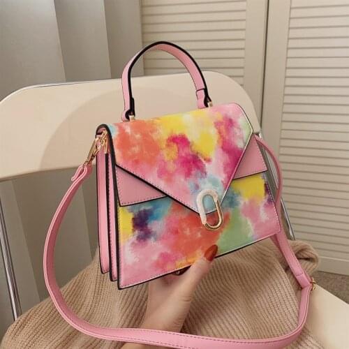 2021 New Tie Dye Small Bag Lock Fashion Organ Bag Shoulder Diagonal Female Bag Textured Woman Bag