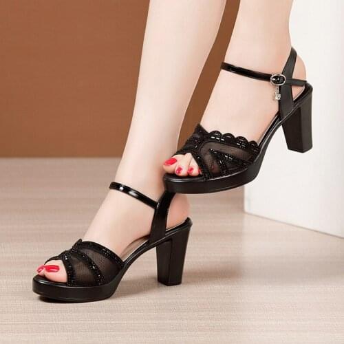 32-43 Ladies Wedges Woman Leather High Heels Dress Summer Female Platform Mesh Shoes New 2021 Trend Fashion Women Beach Sandals