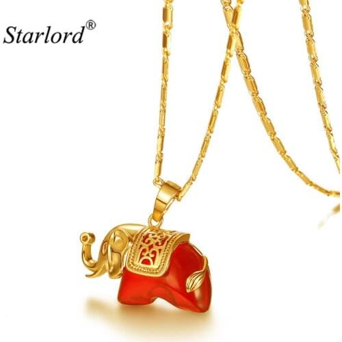 Unique Elephant Pendant Necklace Red Fancy Austrian Stone Gold/Silver Color Bohemian Elephant Charm Necklace For Women P2773