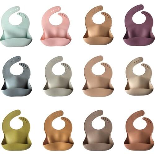1PC Toddler Silicone Bibs Baby Kids Girls Boys Soft Waterproof Saliva Solid Lunch Feedings Bibs baby Silicone Bib Aprons