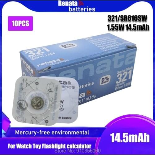 10Pcs Renata 321 100% Original Silver Oxide Watch Battery LONG LASTING SR616SW V321 GP321 Swiss Made Watch Battery