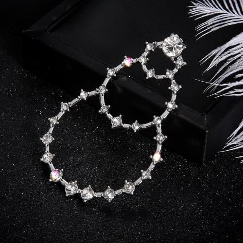 12 Pairs/Lot Hollow Big Circle Pendants Earrings For Women White Crystal Drop Dangle Earring Silver Color Eardrop Jewelry Gift