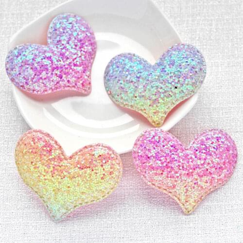 20pcs Chunk Bling Iridescence Appliques for Hair BB Clip Decor Heart Padded Patches for DIY Crafts Clothes Headwear Hat Accessor