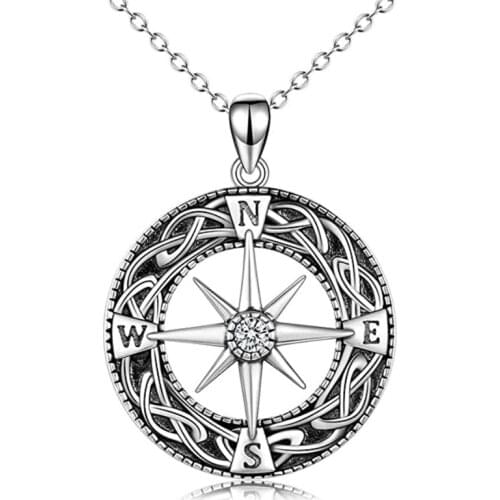 2021 Trendy Round Compass Pendant Men Necklace Box Chain Temperament Stainless Steel Necklace For Men Jewelry Gift