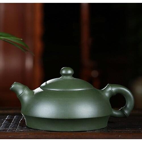 240ml Yixing Zisha pot Handmade Bamboo half moon pot Smooth water Kung Fu travel tea set