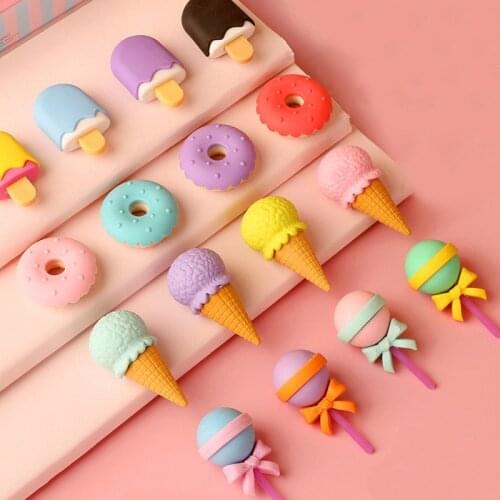 4/Pcs Creative Lollipop Ice Cream Eraser Detachable Eraser Student Prize Stationery Wholesale