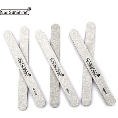 5pcs/set Nail File Grey 100/180/240 Grits Straight Edge Stick Nail Sunshine Sanding Nail Art Tip Salon Lime a Ongle Professionel