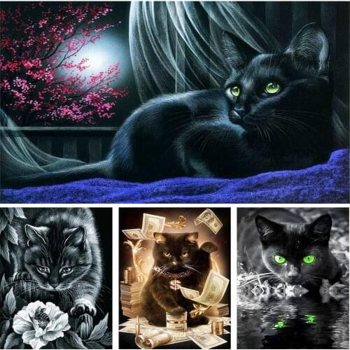 5D Diamond Painting Animal Rhinestone Art Picture Full Square/Round Cat DIY Diamond Embroidery Cross Stitch Mosaic Holiday Gift