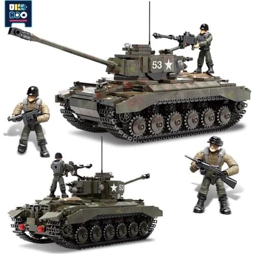 938PCS M26 Military Pershing Panzer Heavy Tank Building Blocks Model Toys Army Weapon WW2 City Soldier Figures Bricks For kids
