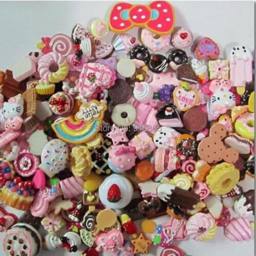 Free shipping (50 Pcs/lot) Resin Food Cartoon Movie Characters Artificial Food Cake Cabochons Cameos Jewelry Finding