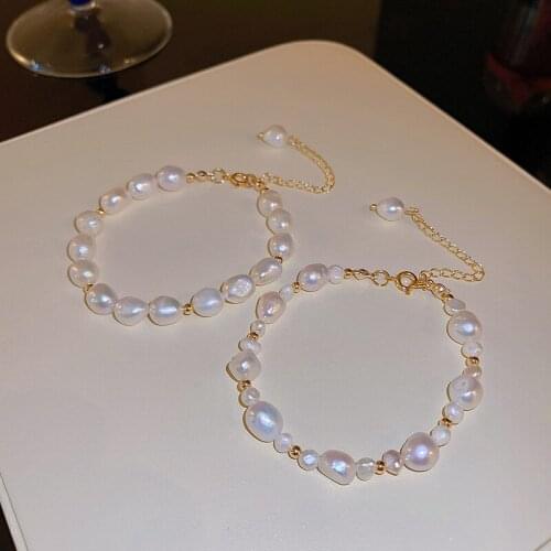 Origin Summer Stylish Irregular Baroque Pearl Beaded Bracelets for Women Adjustable Charm Bracelets Temperament Accessories