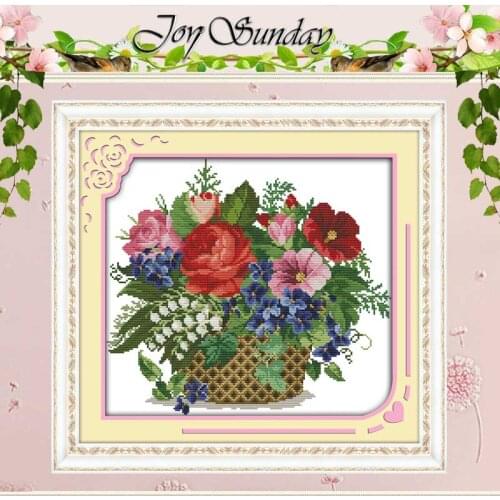 Blooming flower in Basket Counted Cross Stitch 11 14CT Cross Stitch Set Wholesale Flower Cross-stitch Kit Embroidery Needlework