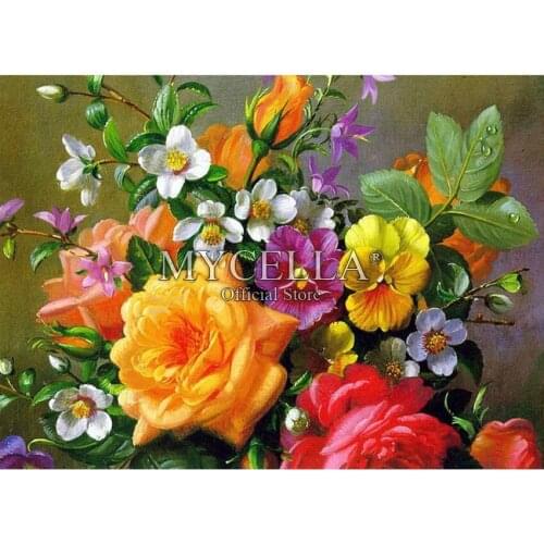 DIY Diamond Painting Crystal Flowers Cross Stitch Diamond Embroidery Full Round Rhinestone Needlework Mosaic Crafts Home Decor