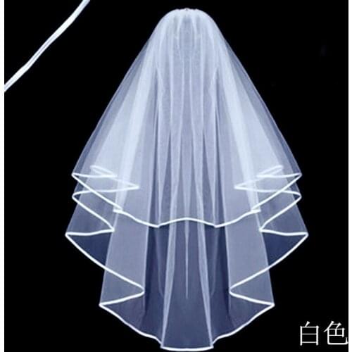 Two Layers Tulle Short Bridal Veils Hot Sale Cheap Wedding Bridal Accessory For wedding Dresses Cheap Wedding Net