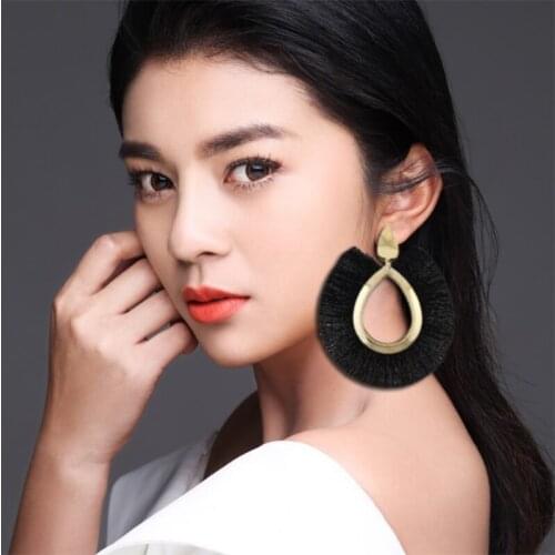 Europeans and Americans exaggerated earrings metal style retro personality silk fringed Earrings Ear Studs