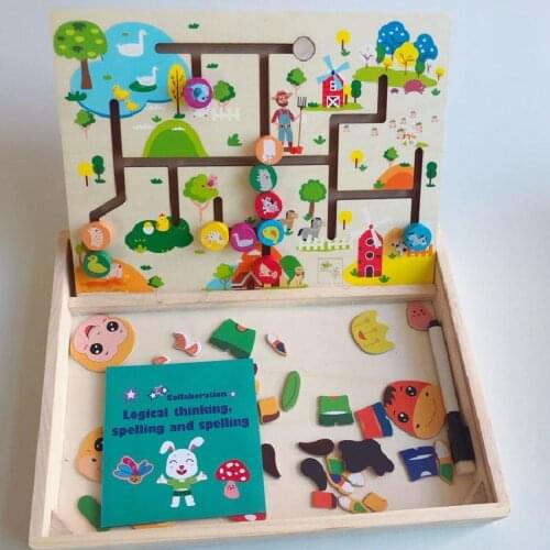 Montessori Early Education Childrens Puzzle Digital Clock Animal Walking Track Maze Game Fight Hard Artboard Two In One Toy