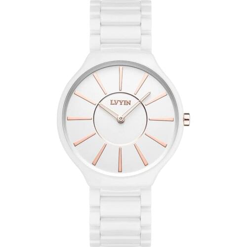 LVYIN Ceramic Couple Watches Brand Luxury Black Lover Women Men Relojes Hombre With Box Quartz Calendar Dress Watches 6825