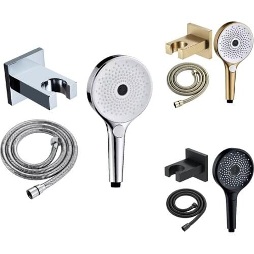 Bathroom Round ABS Handheld Shower Head With Brass Base And 1.5M Stainless Steel Hose Household Handheld Shower Set
