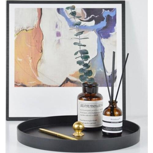 Round Metal Tray Storage Box Home Decor Trays Decorative Desktop Organizer Cosmetics Perfume Dresser Storage Dresser Bathroom