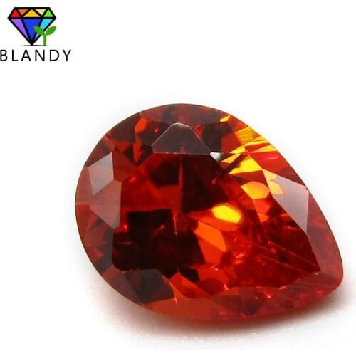 Hot Sale Teardrop Shape Cubic Zirconia 2x3~13x18mm 5A Quality Pear Cut Orange Color CZ Stone Synthetic Gems For Jewellery