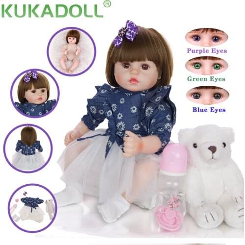 KUKADOLL 18 Inch Reborn Baby Doll Cloth Body Realistic Bebe Reborn Menina Lovely Girl Doll For Childrens Day Gift Playmate