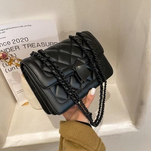 Small PU Leather Diamond Lattice Crossbody Bag for Women 2021 Fashion Winter Brand Designer Chain Ladies Handbags