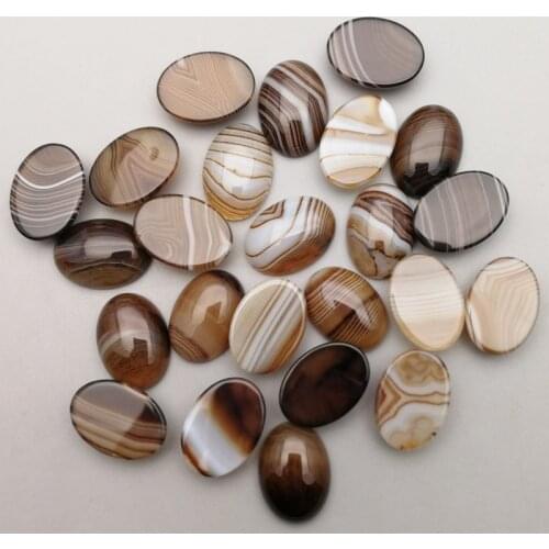 Fashion coffee Striped Onyx natural stone bead for jewelry making 10X14MM oval cab cabochon Ring accessories 20Pcs Free shipping