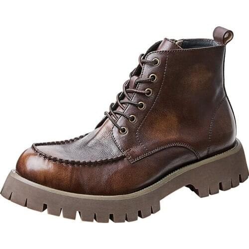 Combat Boots Fashion Army Shoes Men Ankle Boots Cowboy Boots Mens Cowhide Men Boots British Retro Genuine Leather Autumn Winter