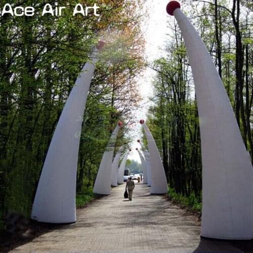 Gaint ground inflatable lighting decoration,glowing inflatable column cone with a ball on the top for event or promotion on sale