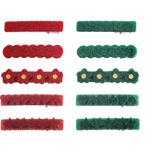 Mi Dairy New Christmas Hairpin Red And Green Color Lovely Children Flower Star Dinosaur Headwear