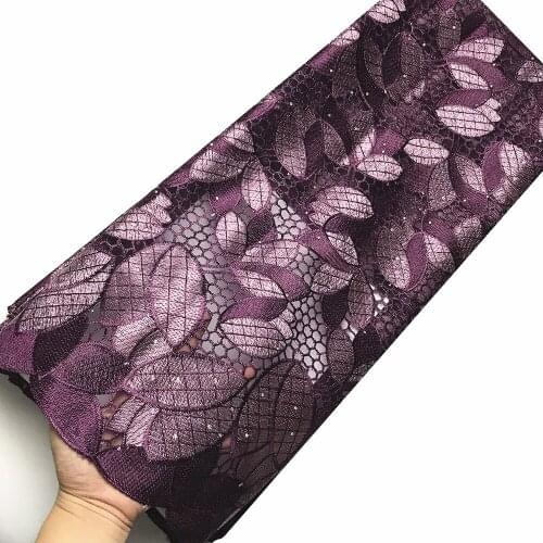 New Arrival Dark Purple Brocade French Lace African Fabrics Nigerian Tulle Mesh Lace Fabric for Bridal Dress 5 Yards KRL-28772