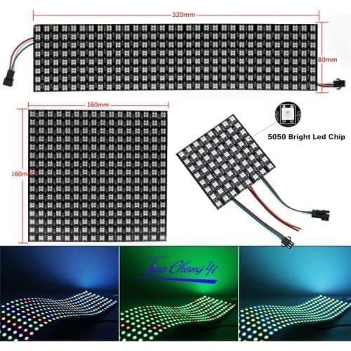 New DC5V 8*8 / 16*16 /8*32 64 256 LEDs Flexible Pixel Panel Screen 5050 RGB WS2812 Full Color Display Board