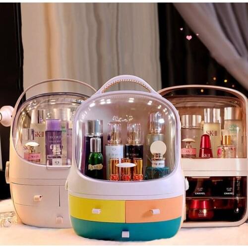 SAFEBET Penguin Makeup Organizer Detachable Cosmetic Storage Box Transparent Desktop Organizer Waterproof Drawer Beauty Boxes