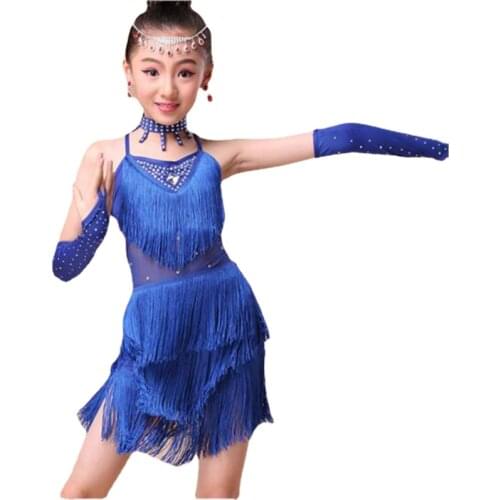 Latin Dance Dress for Kids Girls Fringe Ballroom Tango Samba Cha Cha Salsa Dance Competition Dresses Latin Dancewear for Girls