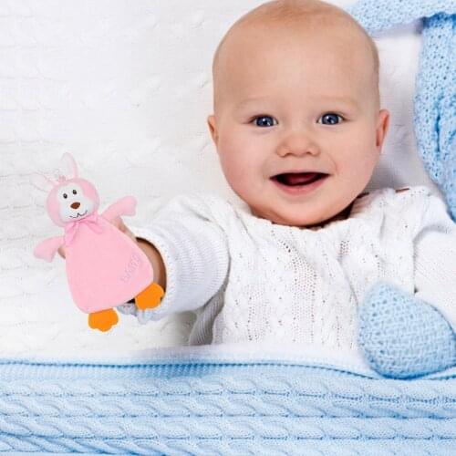 Newborn Babies Plush Rattle Toy Soothing Comfort Towel Cute Cartoon Animals Shape Stuffed Dolls Kids Educational Soothing Towel