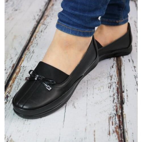 Rahat Kalıp Ortopedik Topuk Jelli İçi Hakiki Deri Kadın Ayakkabısı