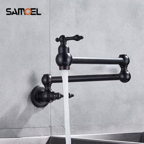 Pot Filler Faucet Newest 360 foldable brass wall mount matt black kitchen sink faucet cold water tap with single handle B3443